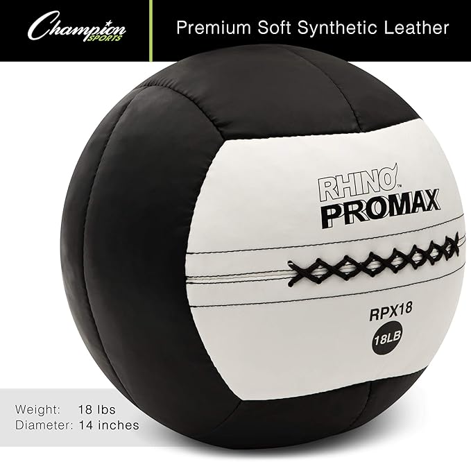 Champion Sports Rhino Slam Ball, 4-30 lb. Non-Slip Grip, Weightlifting, Crossfit, Home Gym, Fitness, 14" Diameter Balls, Optional Storage Rack/Tree Sold Separately