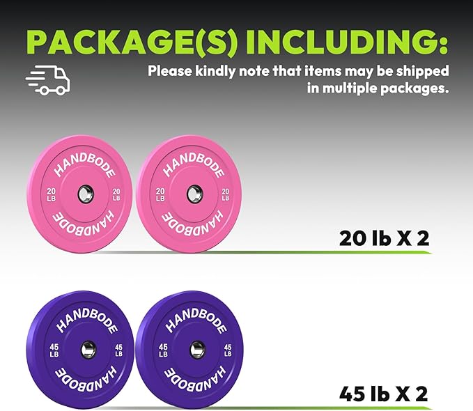 2-Inch Weight Plates High Bounce, Olympic Bumper Plate Set 45/100/160/190/260/300lb, Colored Weight Plates Set for Home Gym, Barbell Weights Rubber Strength Training Plate for Weight Lifting