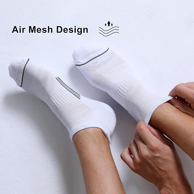 FITRELL 6 Pack Men's Ankle Running Socks Low Cut Cushioned Athletic Sports Socks 7-9/9-12/12-15