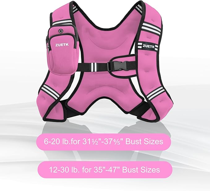 Weighted Vest, 6lb/8lb/12lb/16lb/20lb/25lb/30lb Weight Vest with Reflective Stripe, Weighted Vest for Men Women Workout Equipment for Strength Training, Running, Jogging, Fitness, Weight Loss