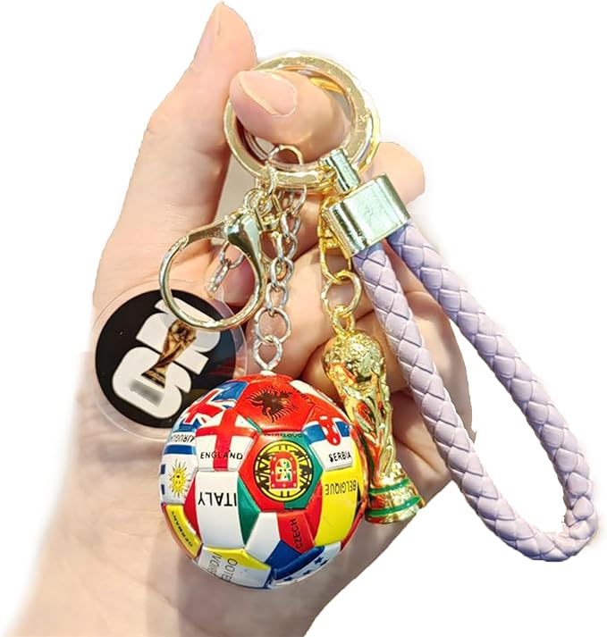 Soccer Keychain 2026 World Cup Design Soccer Ball Keychain with National Flags