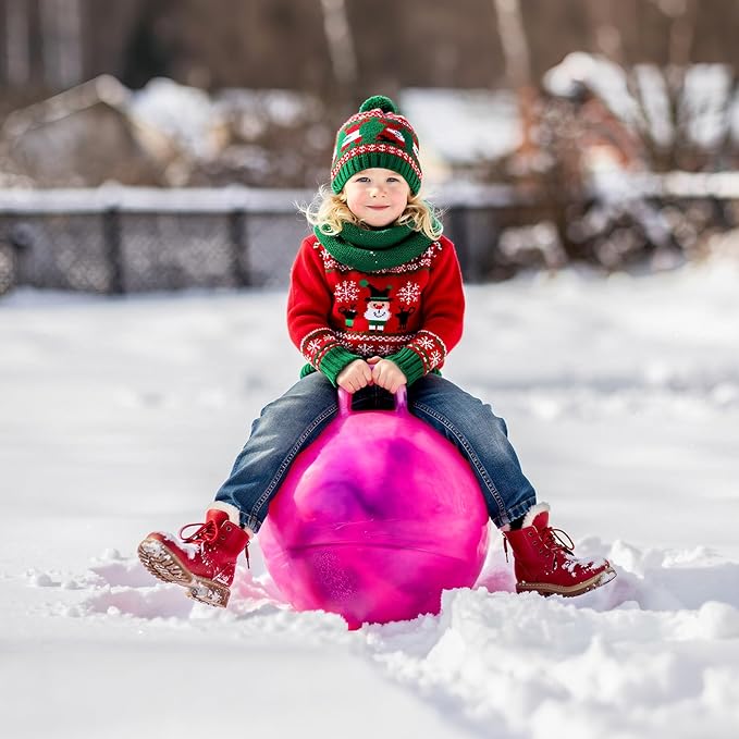 EVERICH TOY Hopper Ball for Kids, 18In Ride On Bouncy Ball with Handle, Purple Pink Clouds Girls Toys for Indoor Outdoor Active Play Toys, Best Christmas Girls Boys Gifts for 4 5 6 7 8 Yr Old