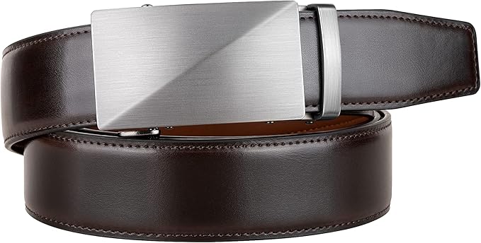 Zitahli Belt Men, Ratchet Belt Dress with 1 3/8" Premium Leather,Slide Belt with Easier Adjustable Automatic Buckle