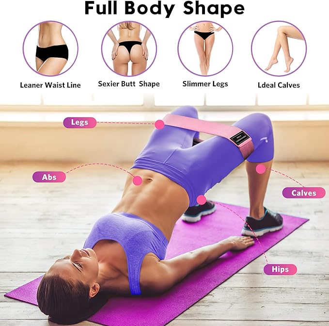 Renoj Resistance Bands for Working Out: 3-Set Professional Exercise Bands for Pilates, Yoga, Home Gym, Booty, Leg Training | Heavy/Medium/Light Fabric Loops for Women Men