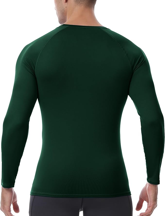 Men's Long Sleeve Compression Shirt, Quick Dry Athletic Base Layer Top, Skins Fit Football Running Workout Undershirt