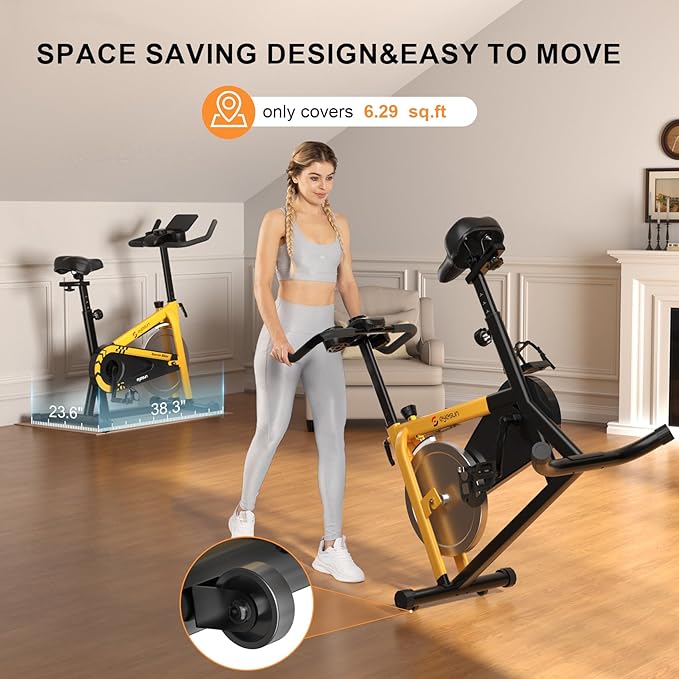 Exercise Bikes for Home,Indoor Cycling Bike with Adjustable Magnetic,Brake Pad Resistance Silent Belt Drive,330lbs Weight Capacity &Upgraded Version Seat for Home Cardio&Weight Loss