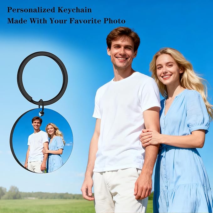 Hiyong Personalized Keychain Custom Photo Keyring Customized Gifts for Men Custom Keychain with Your Photo Logo or Text