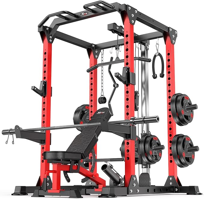 Power Rack Power Cages Multi-Function Squat Rack with Cable Crossover System Selectable More Training Attachment Weight Cage for Garage Home Gym