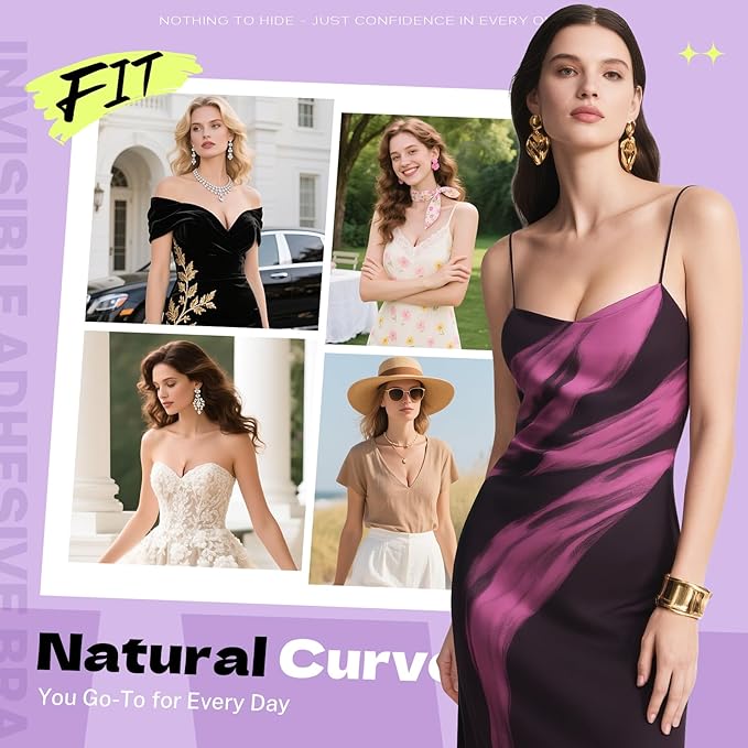Invisible Strapless Sticky Bra Push up for Women | Ultra Adhesive Bra for Backless Dress | Cleavage Bra Lift with Pasties Kit