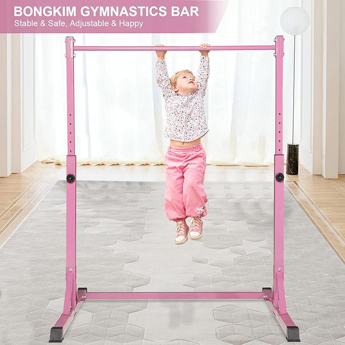 Bongkim Gymnastics Bar for Kids,Adjustable Height Gymnastic Horizontal Bars,Folding Gymnastics Equipment Junior Training Bar for Home Using,Stable Kids Training bar for Children
