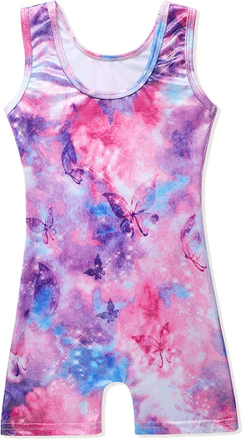 Leotards for Girls Gymnastics Toddler Dance Biketards Mermaid Unicorn Athletic Dance Wear Shiny Rainbow Blue Hotpink