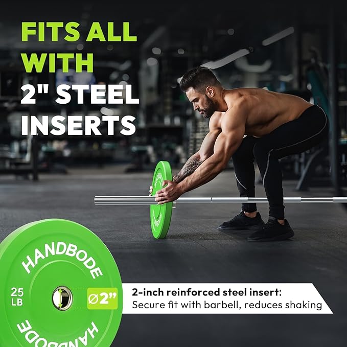 2-Inch Weight Plates High Bounce, Olympic Bumper Plate Set 45/100/160/190/260/300lb, Colored Weight Plates Set for Home Gym, Barbell Weights Rubber Strength Training Plate for Weight Lifting
