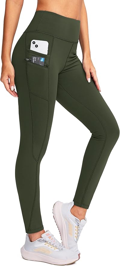 G Gradual Women's Fleece Lined Winter Leggings with Pockets Water Resistant High Waisted Thermal Warm Pants Running Hiking