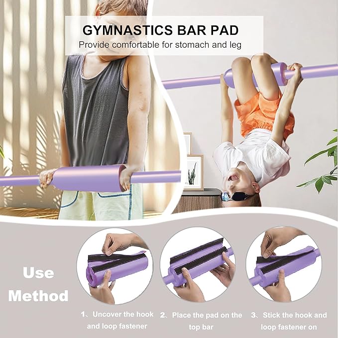 Expandable Gymnastics Bar for Kids, Adjustable Height Junior Training Kip Bar, Folding Gymnastic Horizontal Bars Monkey Bar, Home Gym Equipment for Kid Gymnasts, Child, Girl, Boy