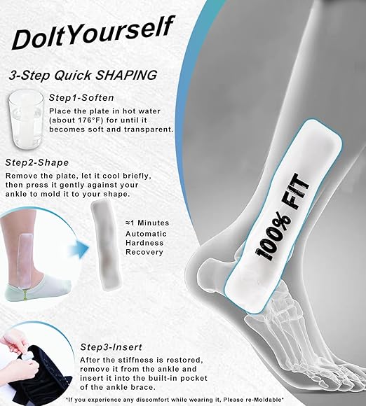 Quick Lace Ankle Brace with Custom Moldable Side Stabilizer Pads, Slim-Fit Adjustable Ankle Support for Men & Women, Ankle Stabilizer for Sprains, Injury Recovery, Running & Sports, XL