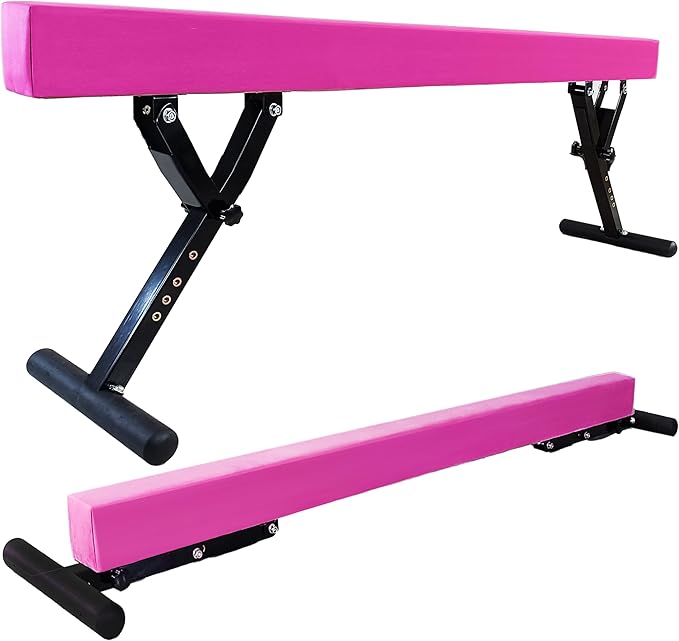 Adjustable Balance Beam for Kids, 8FT Gymnastics Beam with Anti-Slip Legs, High and Low Floor Beam for All Gymnastics Levels, Professional Gymnastic Equipment for Home, Gym Center