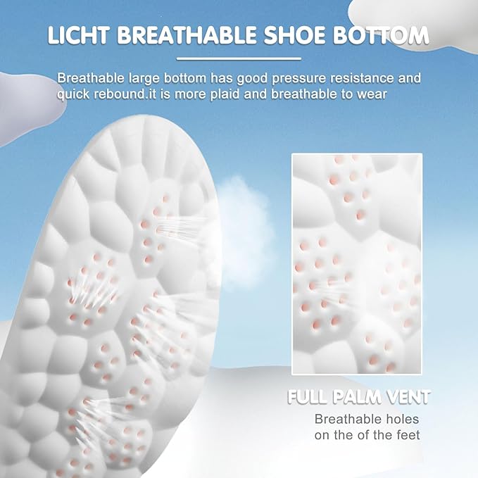 4D Cloud Insoles for Men Women, Cloud Soles Memory Foam Insoles, Massage Cushion Insoles for Foot & Joint Support, Comfort Breathable - 2 Pairs (Green, Men 10-11/ Women 12-13)