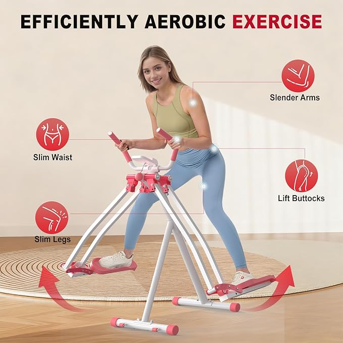 Space Walker Exercise Machine - Air Walker Elliptical Trainer for Home Use, with Foldable Design for an Aerobic Stepper and Cross Trainer Glider Exercise Machine for Men and Women