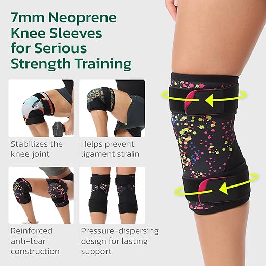 Knee Brace (1 Pair) Adjustable Strap 7mm Neoprene Knee Compression Sleeve Knee Support for Men Women for Training & Fitness, Weightlifting, Sage Apricot XX-Large