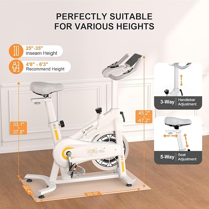 Exercise Bikes for Home,Indoor Cycling Bike with Adjustable Magnetic,Brake Pad Resistance Silent Belt Drive,330lbs Weight Capacity &Upgraded Version Seat for Home Cardio&Weight Loss
