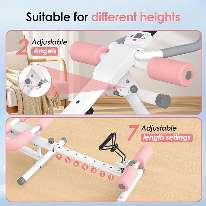 Adjustable Ab Trainer Machine for Home Gym Workout Equipment,5-in-1 Exercise Equipment: Rowing Machine, Leg Press Machine,Ab Glider Machine,Roman Chair,Resistance Band with Handles