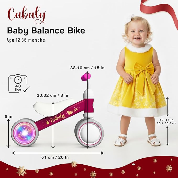Baby Balance Bike for 1-3 Year – First Birthday Boy Girl Gifts 12-36 Month Mini Bike|Colorful Lighting Wheels|Ride on Toys |Toddler Balance Bike 1-3 Indoor/Outdoor Bike
