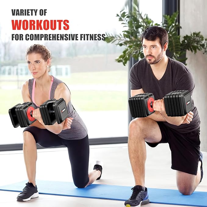 XDDIAS Adjustable Dumbbell Set of 2, 25/55/80LB Dumbbell Set-Fast Adjust Weights Set, 5/10/16 in 1 Free Weights Dumbbells Set with Anti-Slip Metal Handle, Compact Size for Men/Women Home Gym Equipment