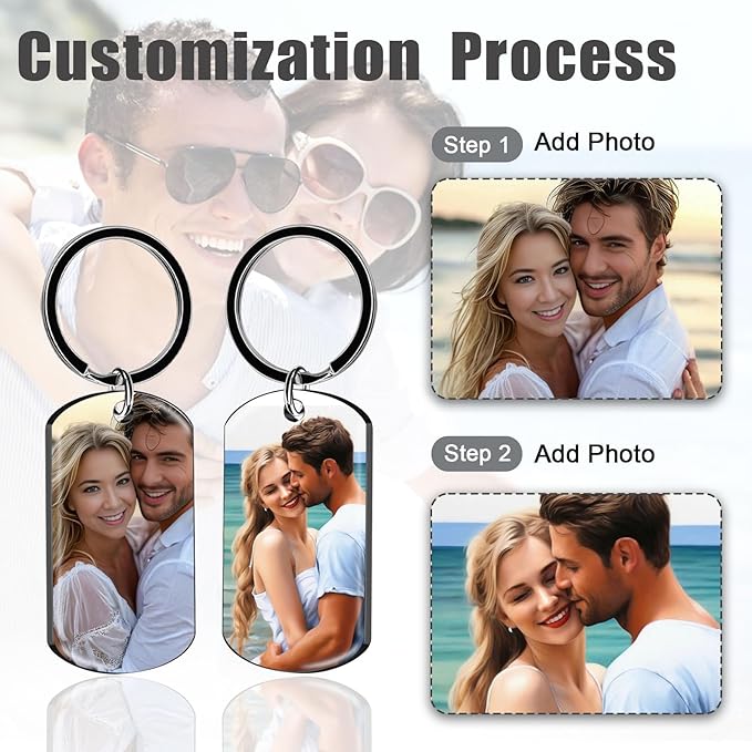 Customized Double Sided Keychain - Personalized Engraved Text/Number/Name Keychain, Custom Key chain Gift for Boyfriend