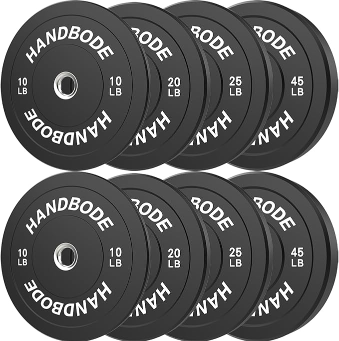 2-Inch Weight Plates High Bounce, Olympic Bumper Plate Set 45/100/160/190/260/300lb, Colored Weight Plates Set for Home Gym, Barbell Weights Rubber Strength Training Plate for Weight Lifting