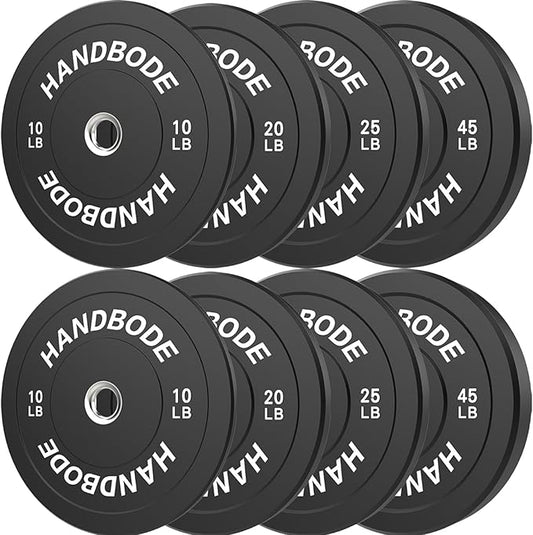 2-Inch Weight Plates High Bounce, Olympic Bumper Plate Set 45/100/160/190/260/300lb, Colored Weight Plates Set for Home Gym, Barbell Weights Rubber Strength Training Plate for Weight Lifting
