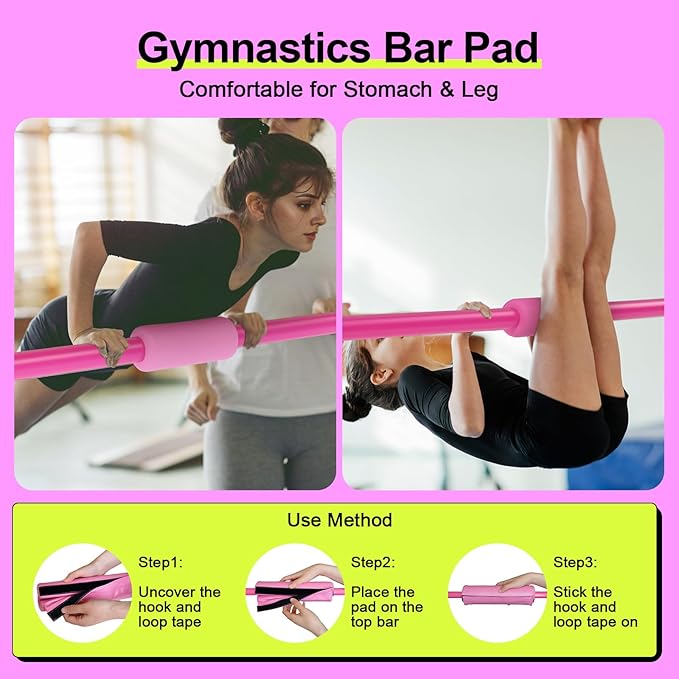 Safly Fun Foldable Gymnastics Bar for Kids, Adjustable 35"-51", Sturdy 145 lbs Capacity, Easy-to-Assemble, Gymnastics Equipment for Kids for Indoor/Outdoor Training
