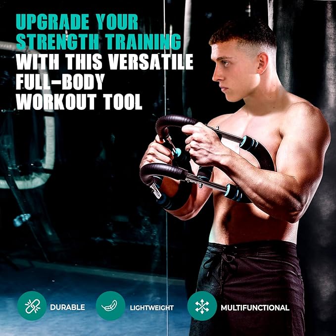 Twister Arm Trainer – Adjustable Power Twister Bar for Men - Chest, Arm & Shoulder Workout Equipment - Portable Spring Resistance Chest Expander for Home Gym & Upper Body Strength Training