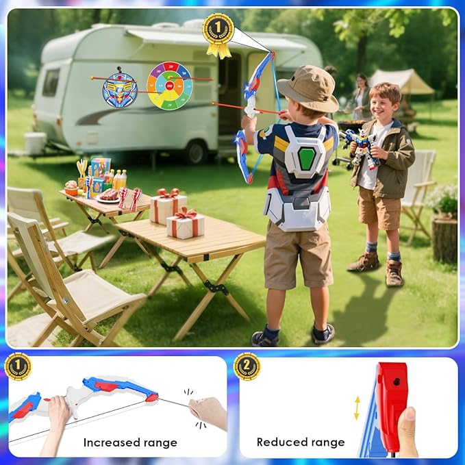 Kids Bow and Arrow Set, LED Light Up Archery Toy Set with Suction Cup Arrows, Standing Target & Quiver, Indoor and Outdoor Toys Sport Gifts for Kids, Boys & Girls Ages 4 5 6 7 8 9 10 11 12