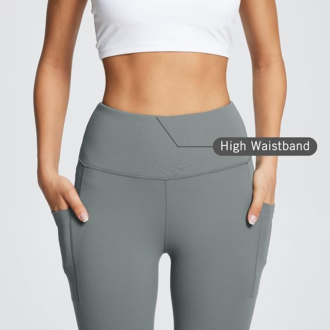 BALEAF Women's Leggings with Pockets Black Tummy Control Workout High Waisted Athletic 7/8 Ultra Soft Gym Yoga Ankle Pants