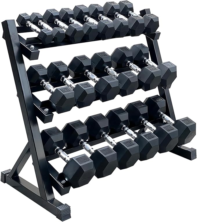 350/450/550 lbs Hex Weight Dumbbells Sets with Rack Rubber Encased Dumbbell Free Weights Set for Home Gym Weight Rack with Dumbbells Set