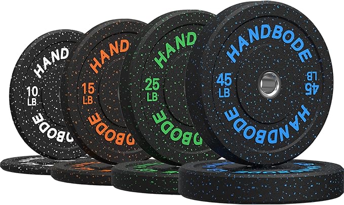 2-Inch Weight Plates High Bounce, Olympic Bumper Plate Set 45/100/160/190/260/300lb, Colored Weight Plates Set for Home Gym, Barbell Weights Rubber Strength Training Plate for Weight Lifting