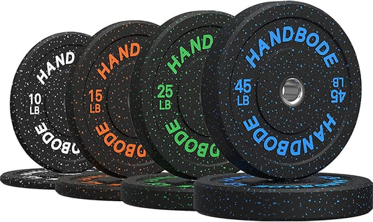2-Inch Weight Plates High Bounce, Olympic Bumper Plate Set 45/100/160/190/260/300lb, Colored Weight Plates Set for Home Gym, Barbell Weights Rubber Strength Training Plate for Weight Lifting