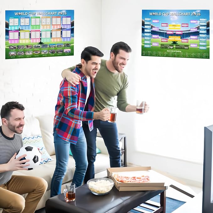 YOFANUP World Cup Schedule 2026 Poster, 2 Pcs Match Schedule, World Cup Merchandise 2026, Soccer Party Decorations, Office Home Football Poster, 23.6x33 inches, Great Gifts for Soccer Fans (A1)
