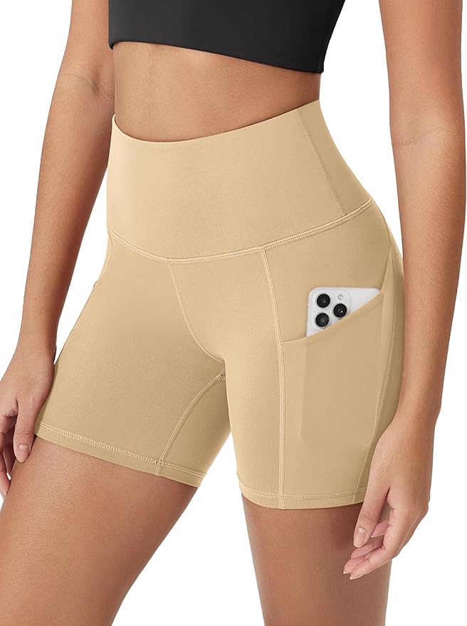 ODODOS Women's Tummy Control Biker Shorts 2.0 with Pockets High Waist Athletic Workout Yoga Shorts-3.5''/ 5"/ 8" / 10" Inseam