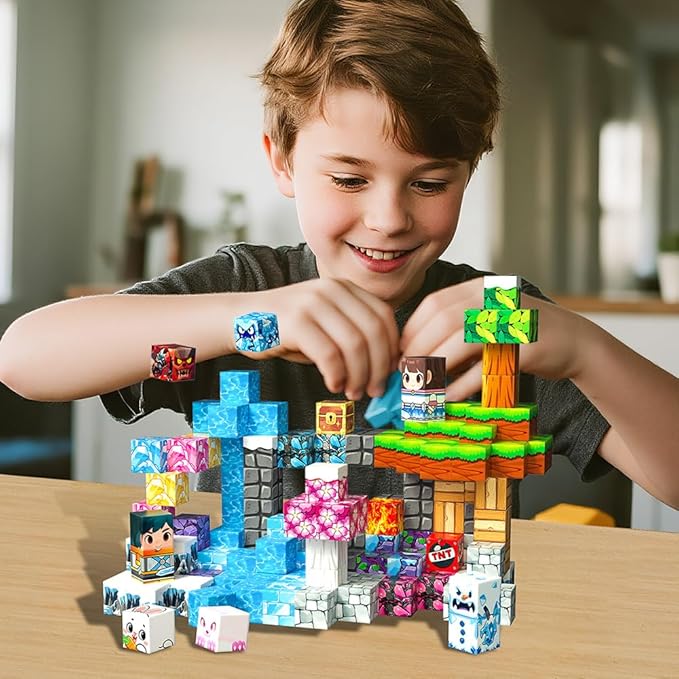 150pcs Magnetic Blocks Toys for Kids, Stacking Magnets, School STEM Toys Birthday Gifts for Boys and Holiday Easter Gifts BSG008