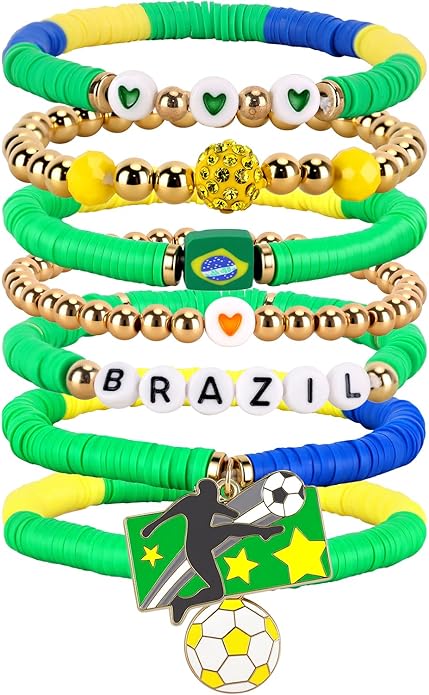 Soccer Bracelet For Women, Game Day Mom Accessories & Outfits Sports Jewelry Fans Gifts, Charm Beaded Stretch Bracelets Essentials Team Gear