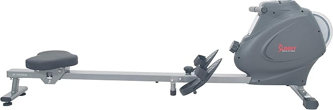 Sunny Health & Fitness Rower w/Long Slide Rail, Cardio Rowing Equipment for Home Gym Training w/LCD Monitor & Device Holder, Optional Free SunnyFit App Bluetooth Connection