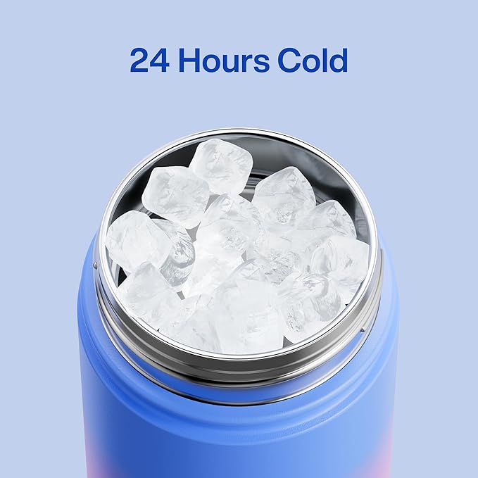 ENCOOL Insulated Water Bottle with Straw Stainless Steel Water Bottle, Leak-Proof, BPA-Free, Double Wall Vacuum Keeps Cold for 24 Hours for Sports, Travel, School (18 oz, Frosted Lilac)