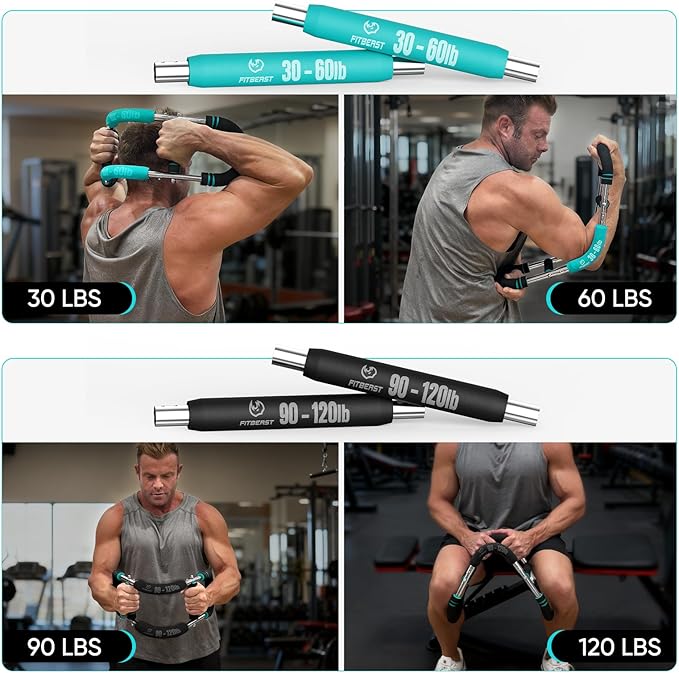 FitBeast Twister Arm Trainer, 4 Progressive Resistance Levels (30-120 lbs), 4-Spring Adjustable Arm & Chest Workout Equipment, Upper Body Strength Training Equipment for Home Gym
