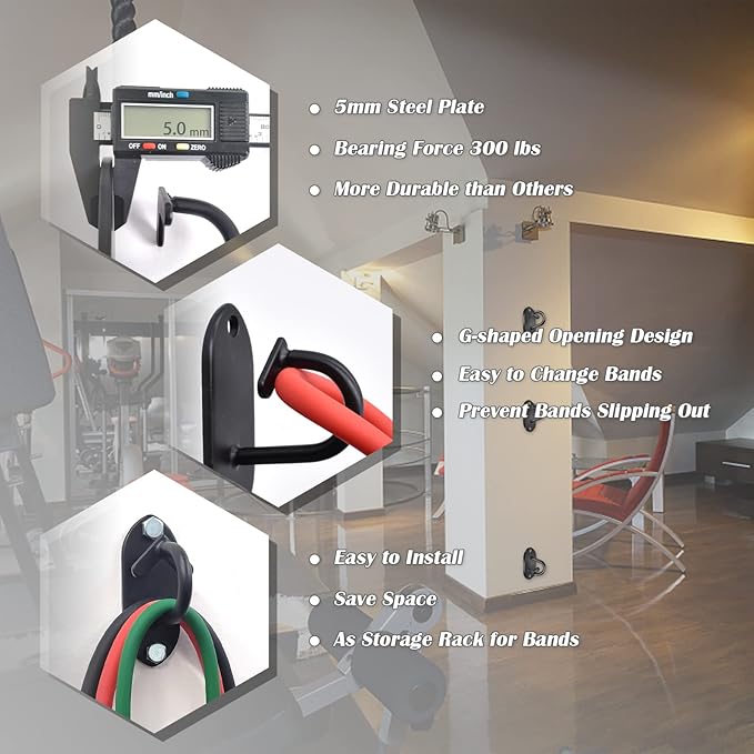 Wall Mount Workout Anchors - Resistance Bands Anchors for Home Gym Exercise, Strength Training
