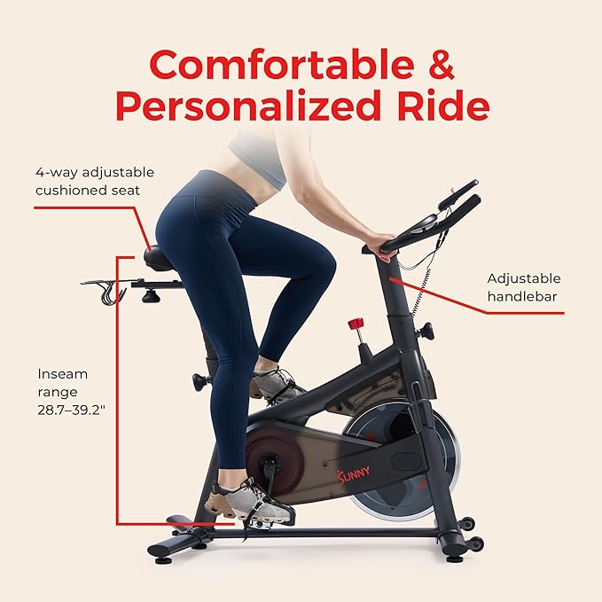 Sunny Health & Fitness ACTIVE Series Smart Exercise Bike with SunnyFit App Connection