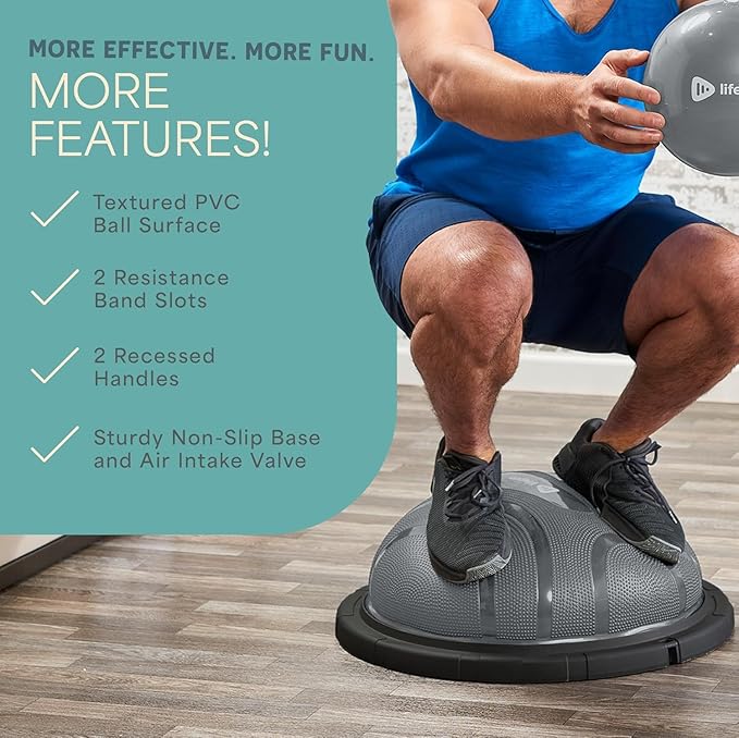 Lifepro Half Balance Ball Trainer - Stability Ball for Exercise, Full-Body Workouts, Home Gym, and Physical Therapy - Horizon Balance Ball Half Non-Slip Equipment for Balance Training