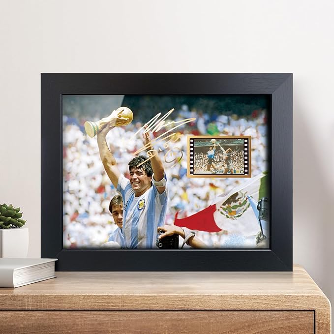 sufenvera Signed Maradona Framed Poster,Maradona Film Photo Collage Display,Gifts for Soccer Ball Fans on Birthday Christmas 8x6 Inches