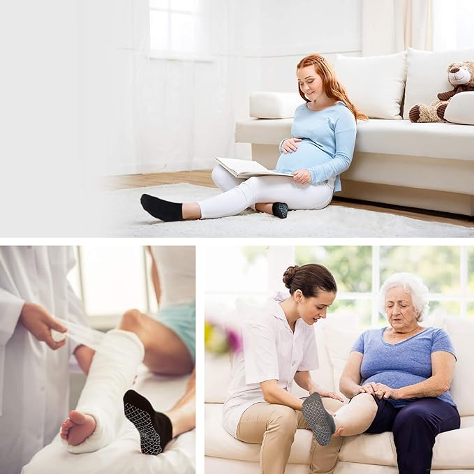 unenow Unisex Non Slip Grip Socks with Cushion for Yoga Pilates Barre Home & Hospital