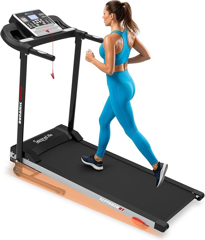 SereneLife Treadmills for Home with 13% Manual Incline Treadmill, 3.5HP - Compact Digital Portable Foldable Treadmill with Speakers, Bluetooth, App Sync, Heart Rate Monitor, for Walking, Running, Gym